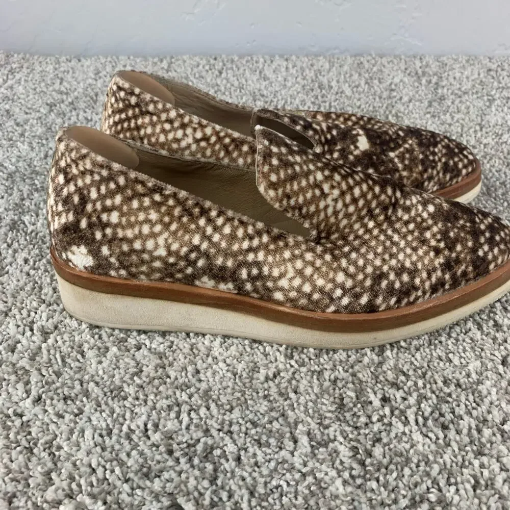 Free People Loafer Womens Size 8.5 Brown Snake Print Velvet Platform